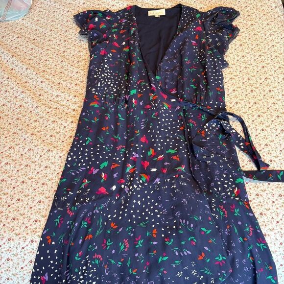 CaballeroNavy Floral wrap  Dress - Picture 3 of 7